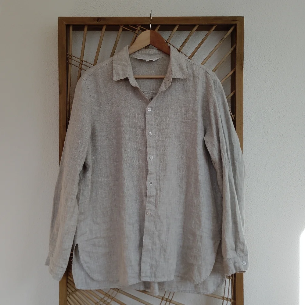Crown Linen Designs Button Front Shirt / Size Large - Picture 2 of 9
